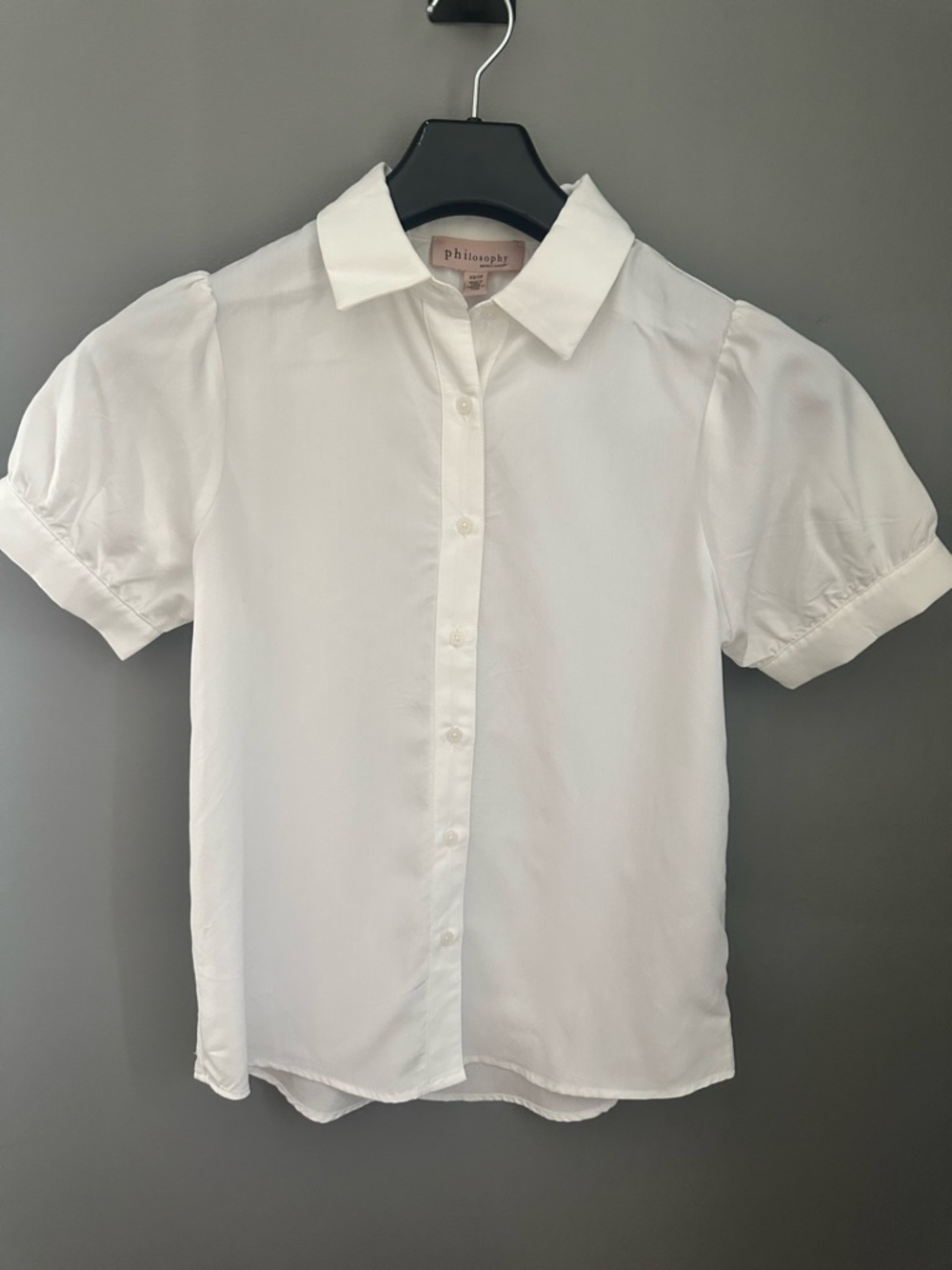 Philosophy White Puff Sleeve Button-Front Modal Blouse - XS NWT